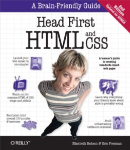 Cover of Head First HTML and CSS – one of the best HTML books for beginners learning HTML and CSS basics.