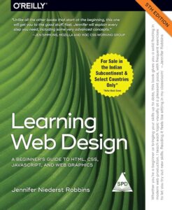 Learning Web Design book cover – a comprehensive HTML and CSS book with intermediate content and visual guidance.