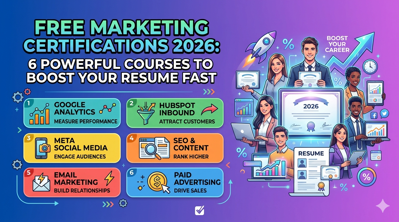 Free Marketing Certifications 2026 6 Powerful Courses to Boost Your Resume Fast