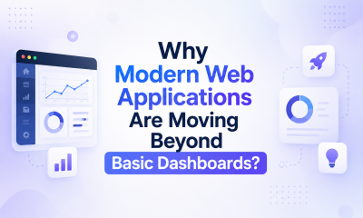 Create a blog image for 'Why Modern Web Applications Are Moving Beyond Basic Dashboards?' make it simple.. highlight title centre